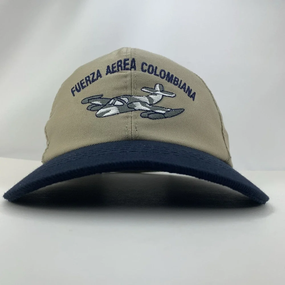 Fuerza Aerea Colombiana Hat CACOM-3 Air Force Blue Beige Adjustable Baseball Cap